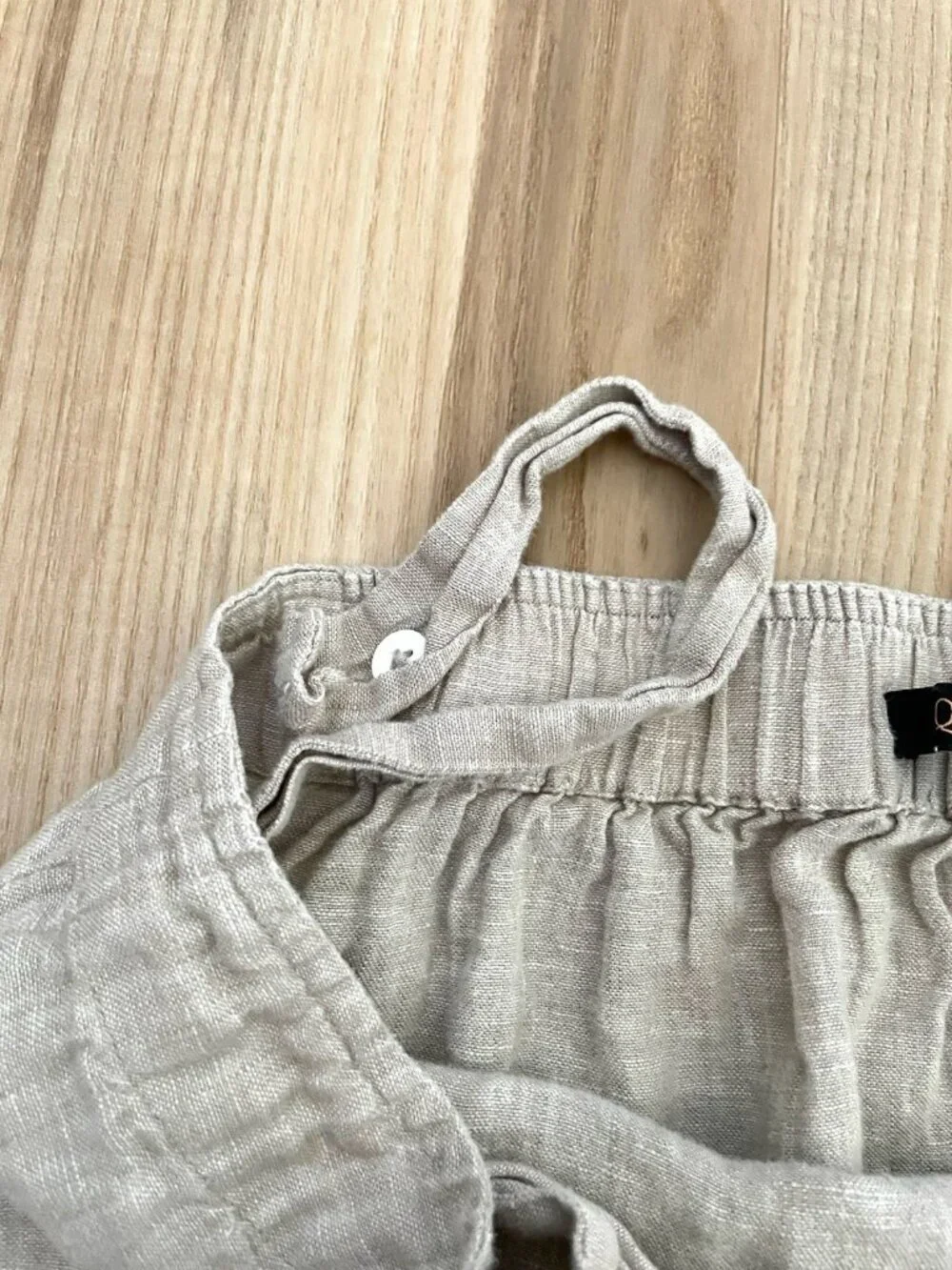 QUINCE 100% Linen Square Neck Jumpsuit Romper Natural Summer Coastal size Small